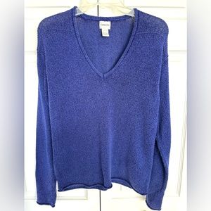 Chico’s Sapphire Blue Knit V Neck Sweater-Size 2